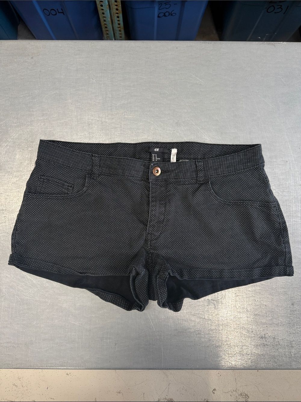 H&M Black Micro-Print Cotton Shorts
